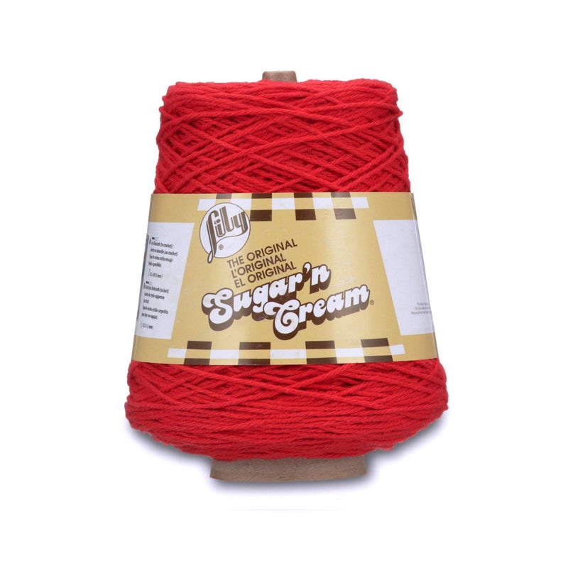 Lily Sugar'n Cream Cotton Cone Yarn, 14 oz, Red, 1 Cone - Image 1